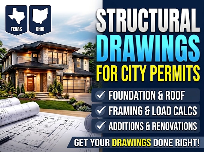 do structural engineering drawings as architect in texas ohio for city permit