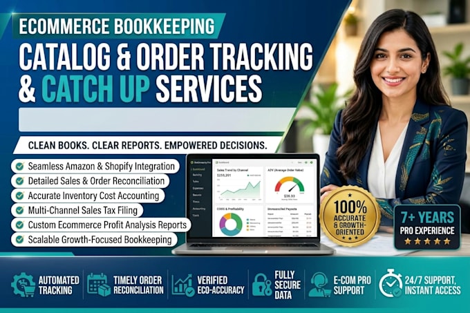 do ecommerce accounting, bookkeeping for amazon, shopify and ebay