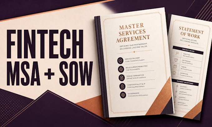 prepare a fintech msa and statement of work sow contract package
