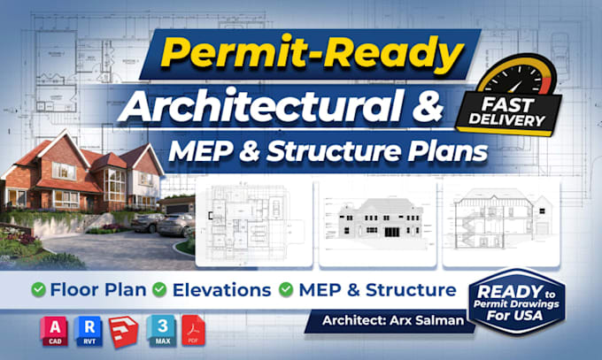 draft architectural, mep, and construction permit drawings