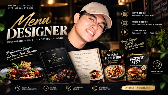 design modern restaurant menu, poster and logo