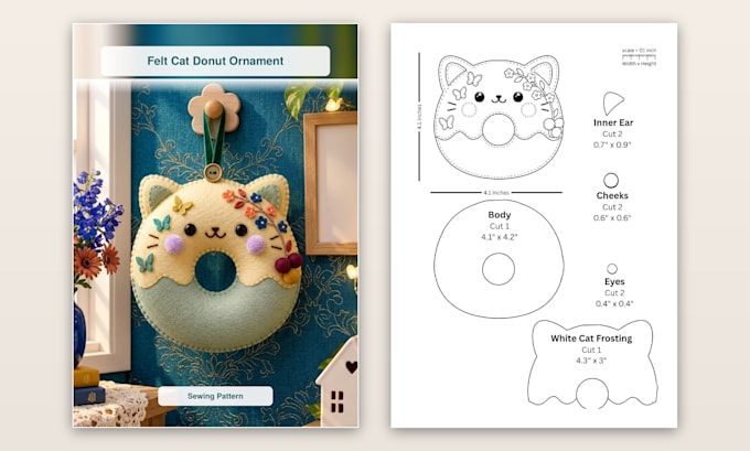 create felt ornament sewing patterns and printable PDF templates