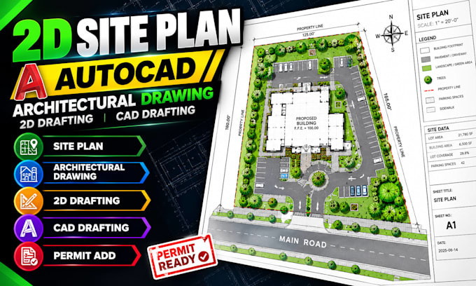 draw 2d site plan in autocad architectural drawing 2d drafting cad drafting