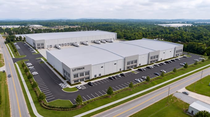 3d warehouse design, industrial building, 3d factory model, 3d commercial render