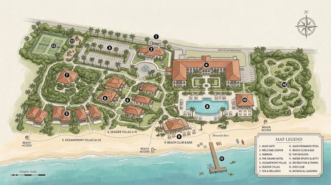 design custom property wayfinding, visitor and resort maps