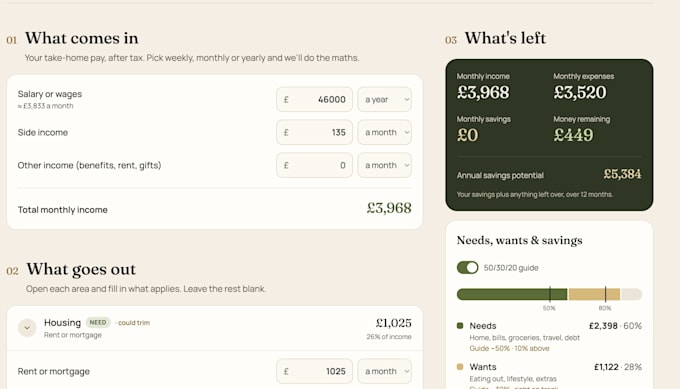 help you create a personal budget and manage your money