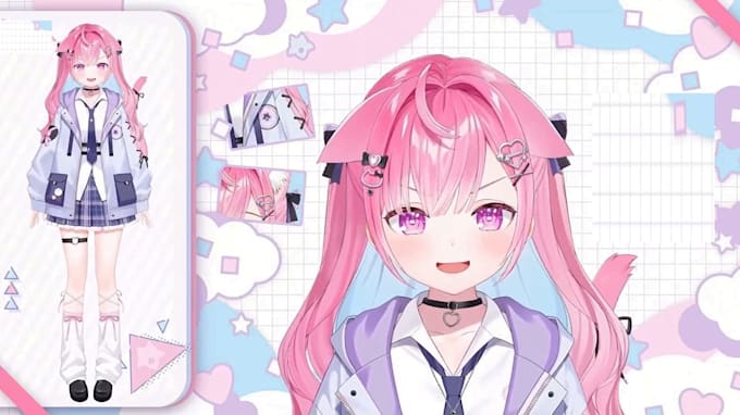 design and rig live2d vtuber model, 2d vtuber rigging, live2d anime style