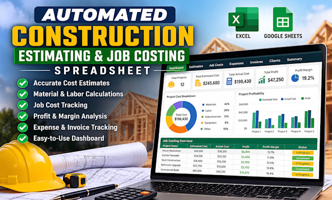 build an automated construction estimating and job costing spreadsheet