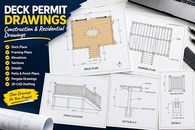 draw deck permit plans and construction drawings