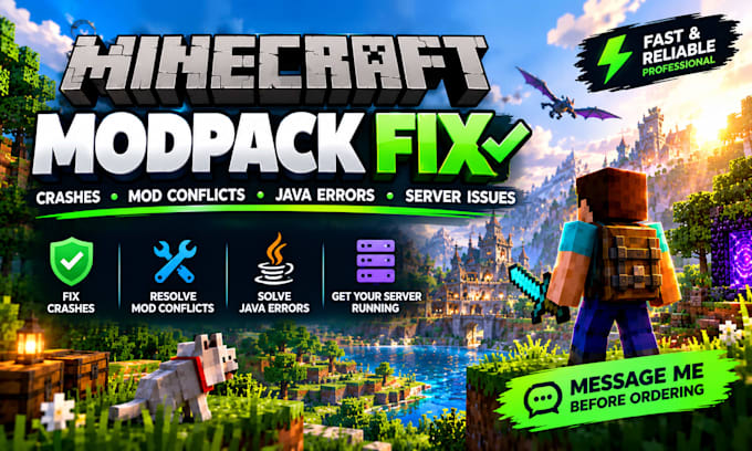 fix minecraft modpack crashes, mod conflicts, java errors and server issues fast
