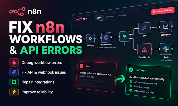 fix n8n workflow and API errors