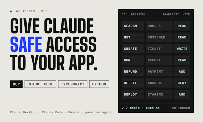 build a custom mcp server or claude code agent for your app or API