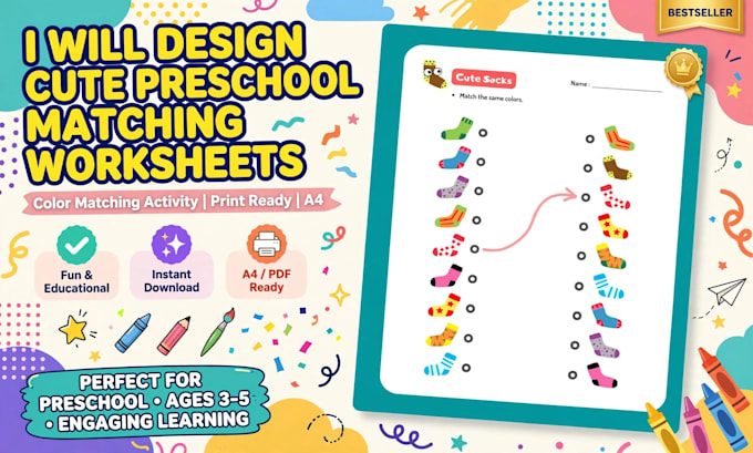 design preschoolers matching worksheets