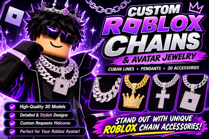 create custom 3d roblox chains and avatar jewelry