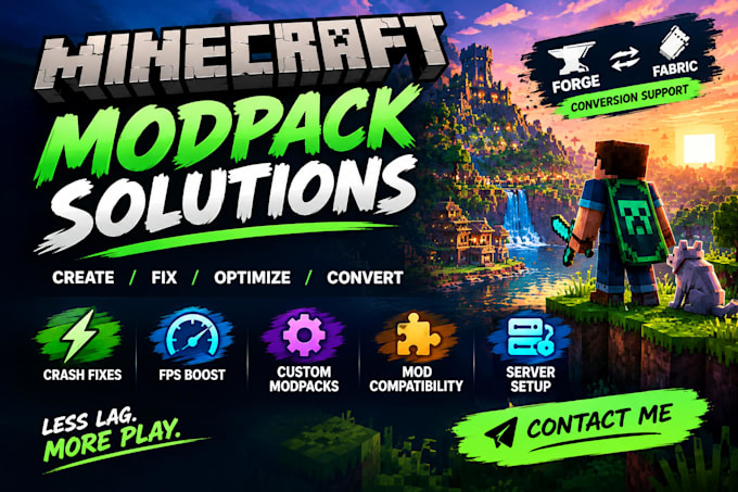 fix, optimize create modpacks minecraft forge to fabric, minecraft developer