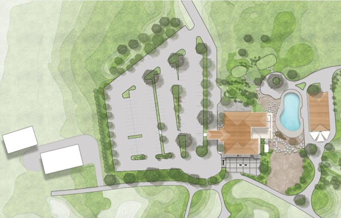 render architectural site plan, master plan, landscape plan