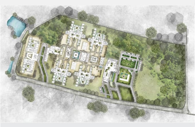render architectural site plan, master plan, landscape plan