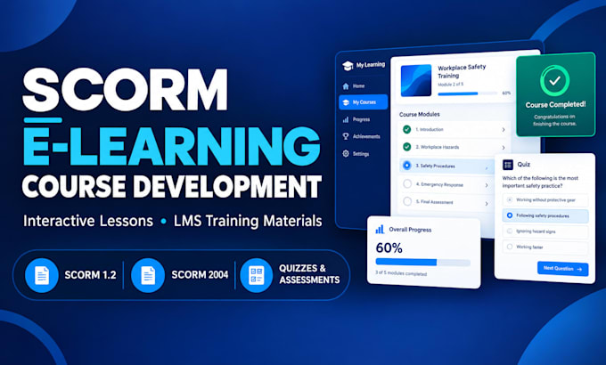 create scorm compliant elearning courses lms training module online learning