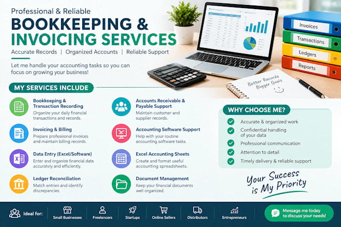 do accounting, data entry, invoicing and reconcilation