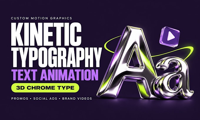create kinetic typography text animation 3d chrome typography, motion graphics