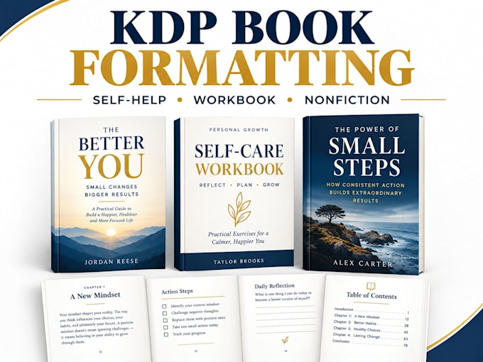 format your self help, workbook, or nonfiction book for amazon kdp publishing