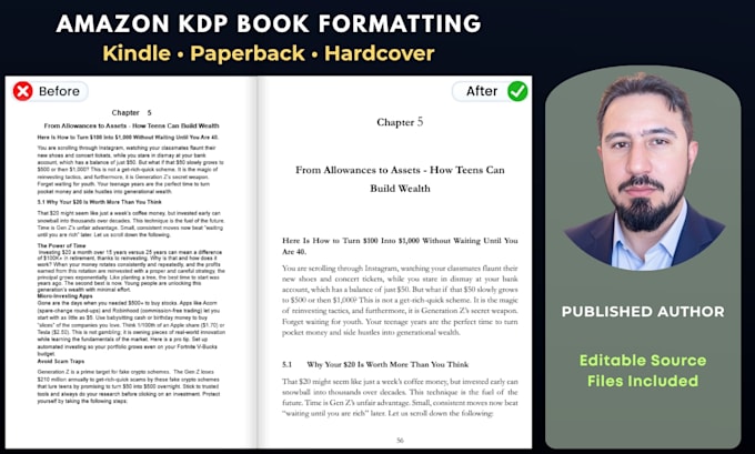 format ebooks, paperbacks and hardcovers for amazon KDP