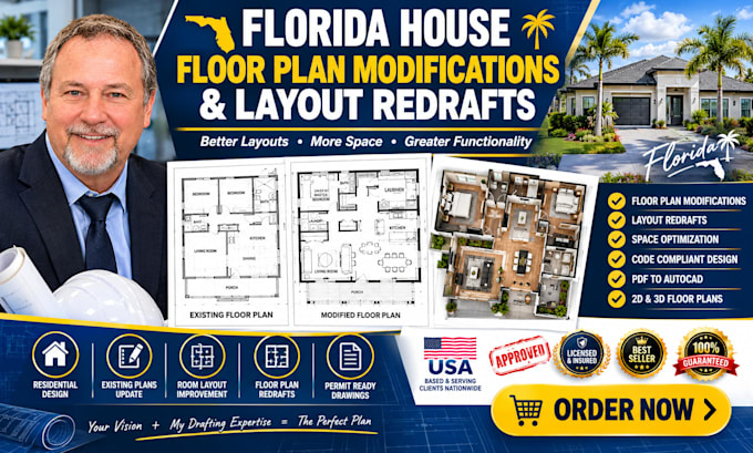 modify architectural floor plans and redraw house blueprints fl