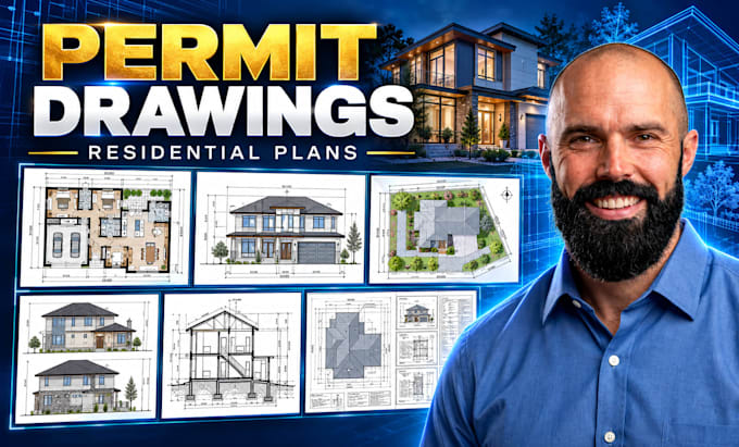 draft residential architectural permit drawings in autocad