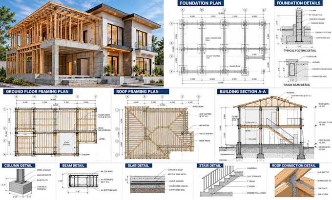 create structural drawings, foundation plans and framing details
