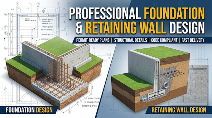 draft foundation and retaining wall design plans