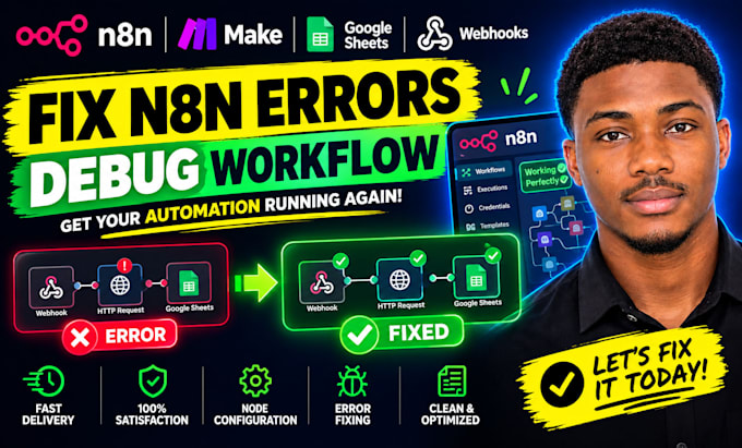 fix n8n workflow errors and debug your n8n automation bugs, n8n expert