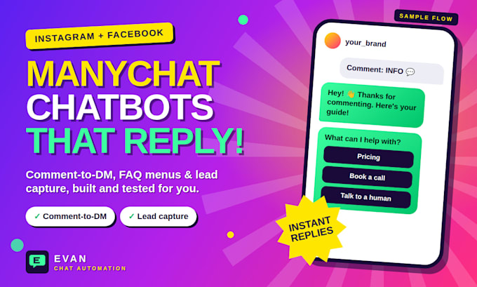 build a manychat chatbot for instagram and facebook