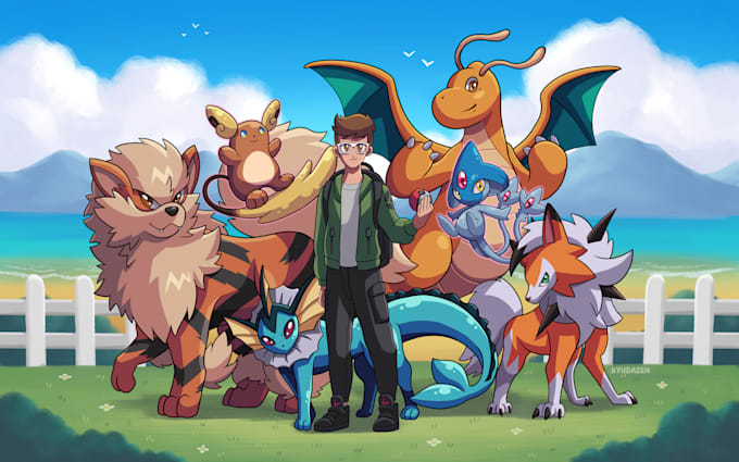 draw you as a pokémon trainer and your team