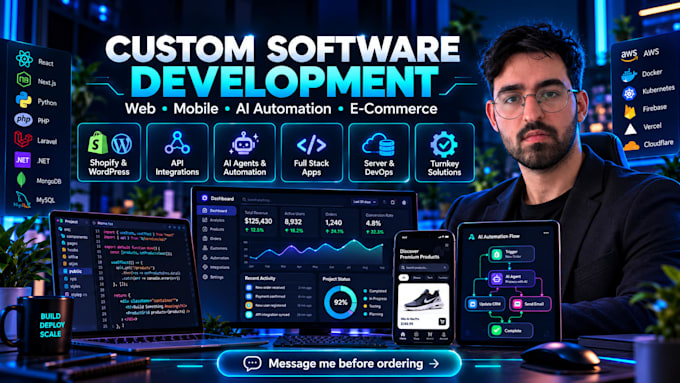 develop custom websites, apps, ai automation and software