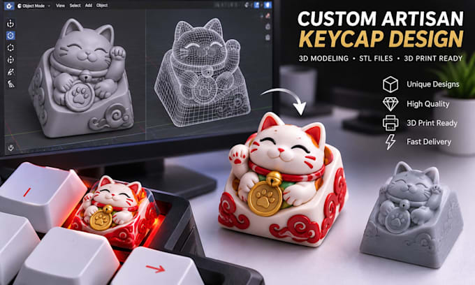 create custom 3d printable artisan keycap gaming keycaps stl files and models