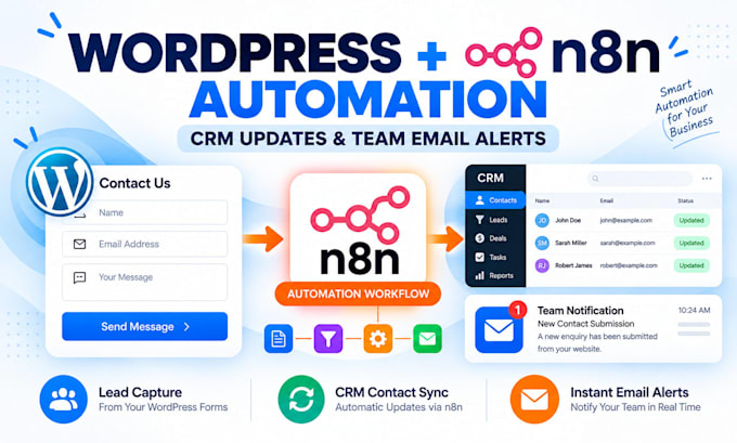 automate wordpress contact forms with n8n for CRM updates and team email alerts