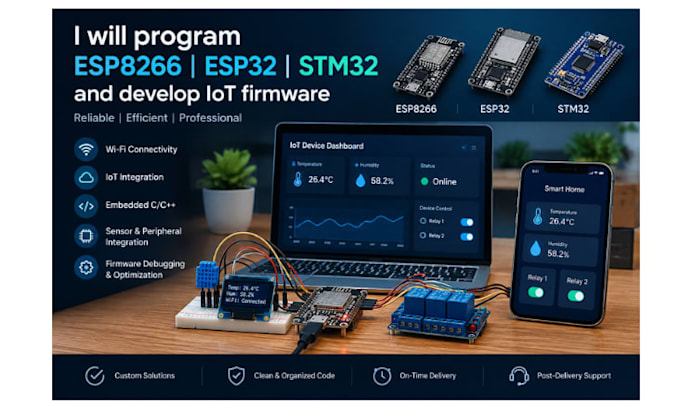 program esp8266 esp32 stm32 and develop iot firmware