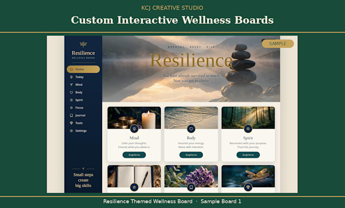create a custom interactive wellness board for meditation and reflection