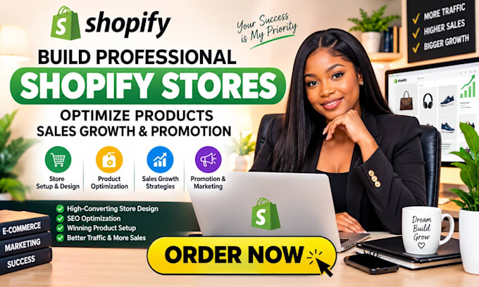 build professional shopify stores optimize products sales growth promotion