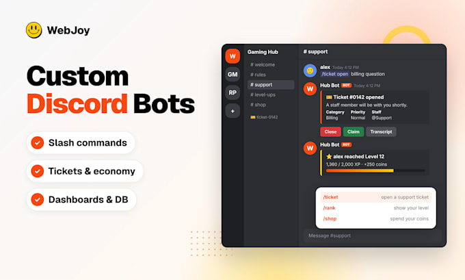 build an advanced custom discord bot with dashboard and database