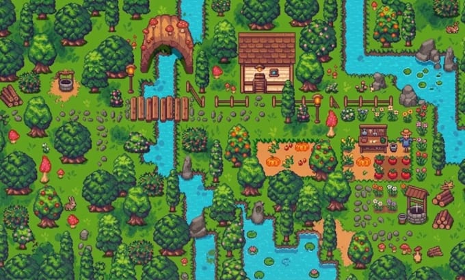 do top down pixel art tileset game assets rpg maker tilemap sprite sheet asset