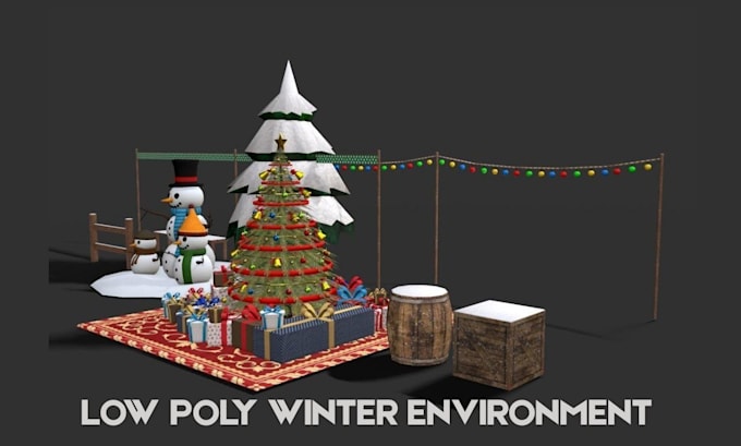 design christmas low poly 3d environment model 3d low poly game asset 3d scene