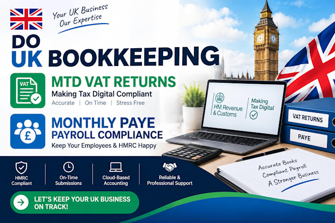 do UK bookkeeping mtd vat returns and monthly paye payroll compliance