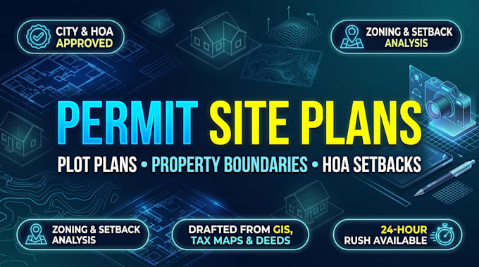 draft a property plot plan and boundary site plan  mep hvac survey plan permit
