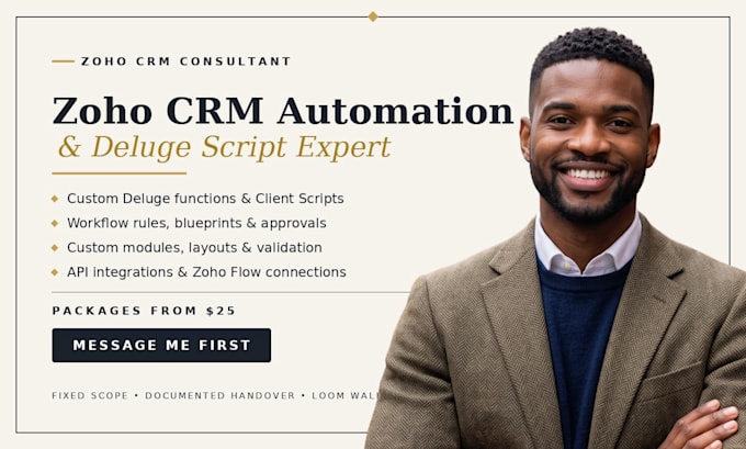 be your zoho crm automation and deluge script expert