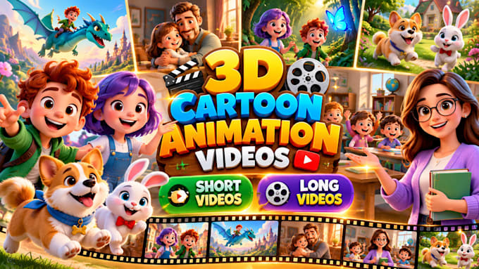 Create 3d cartoon animation videos, kids stories and animated series by ...