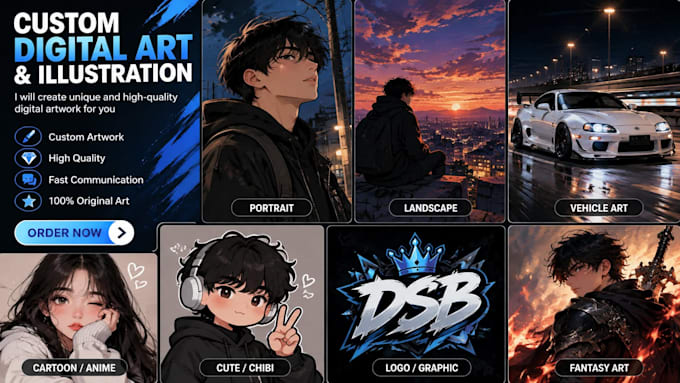 create unique digital artwork and custom illustration