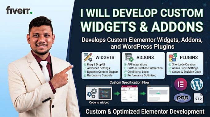 develop custom elementor widgets, addons, or wordpress plugins