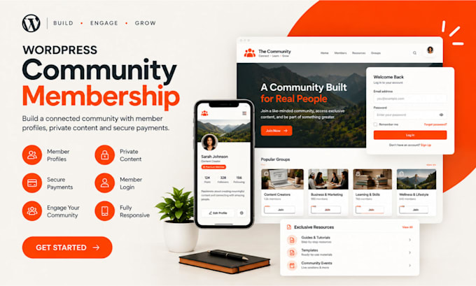 build wordpress community membership site with profiles, private content payment