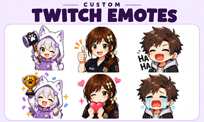 design custom twitch emotes, sub badges, bit badges and channel points